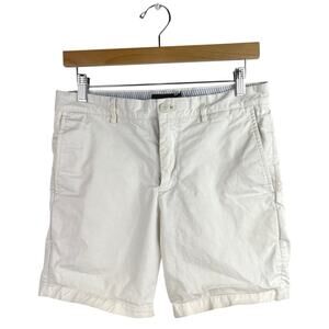 Club Monaco Men's White Relaxed Fit Mid Rise Casual Mini Chino Shorts Size 30